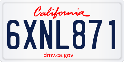CA license plate 6XNL871