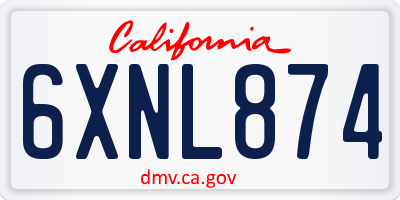 CA license plate 6XNL874