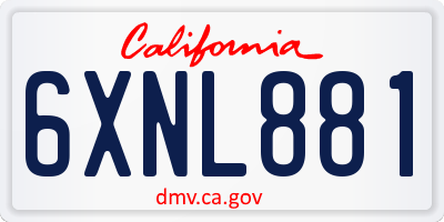 CA license plate 6XNL881