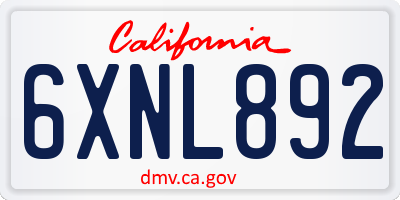 CA license plate 6XNL892