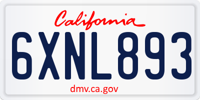 CA license plate 6XNL893