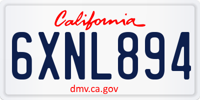 CA license plate 6XNL894