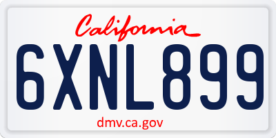 CA license plate 6XNL899