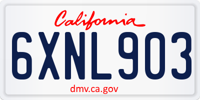 CA license plate 6XNL903