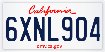 CA license plate 6XNL904
