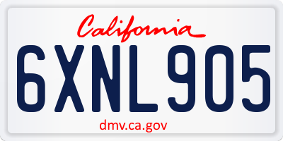 CA license plate 6XNL905