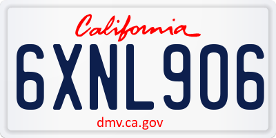 CA license plate 6XNL906