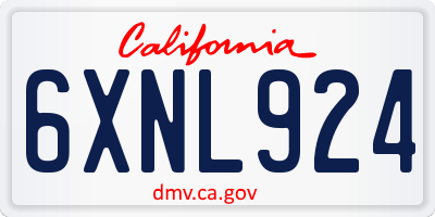CA license plate 6XNL924