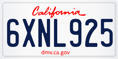 CA license plate 6XNL925