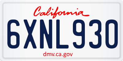 CA license plate 6XNL930