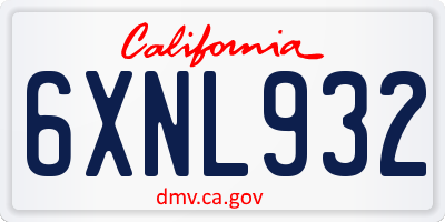 CA license plate 6XNL932