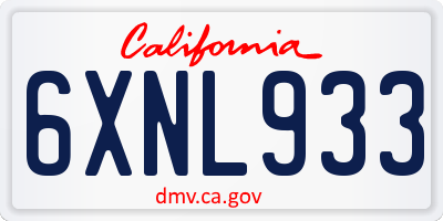 CA license plate 6XNL933