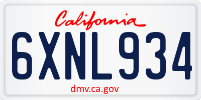 CA license plate 6XNL934