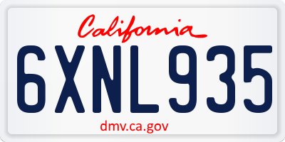 CA license plate 6XNL935