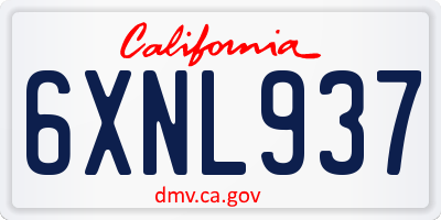 CA license plate 6XNL937