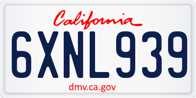 CA license plate 6XNL939