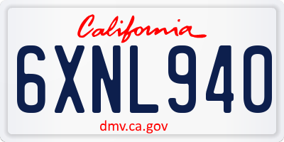 CA license plate 6XNL940