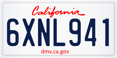 CA license plate 6XNL941