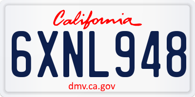 CA license plate 6XNL948