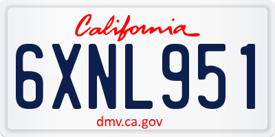 CA license plate 6XNL951
