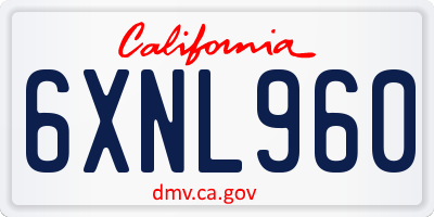 CA license plate 6XNL960