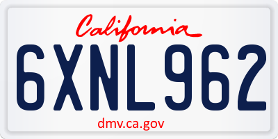 CA license plate 6XNL962