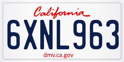 CA license plate 6XNL963