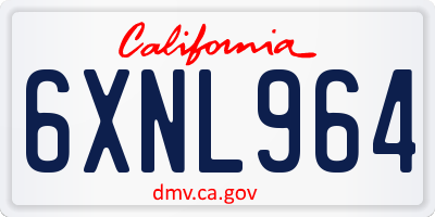 CA license plate 6XNL964