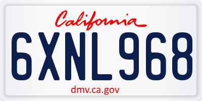 CA license plate 6XNL968