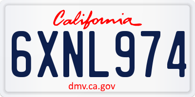CA license plate 6XNL974