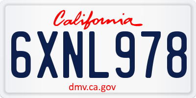 CA license plate 6XNL978