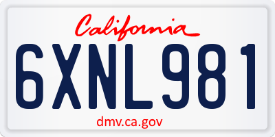 CA license plate 6XNL981