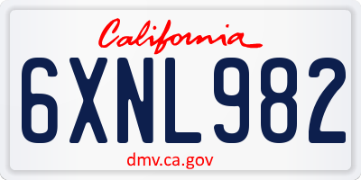 CA license plate 6XNL982