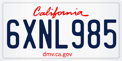 CA license plate 6XNL985
