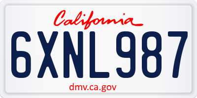 CA license plate 6XNL987