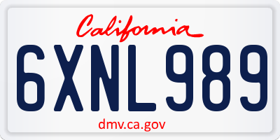 CA license plate 6XNL989