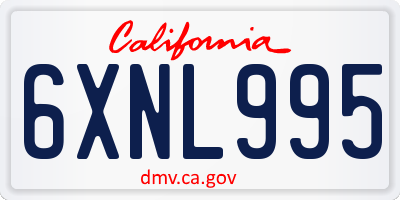 CA license plate 6XNL995