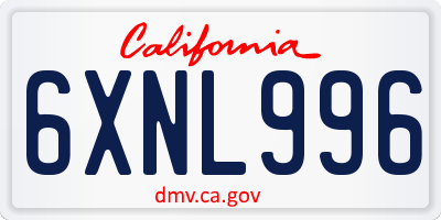 CA license plate 6XNL996