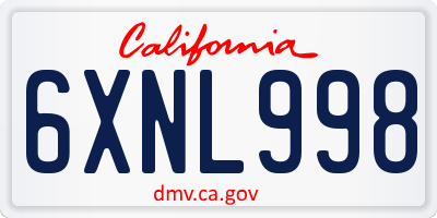 CA license plate 6XNL998