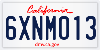 CA license plate 6XNM013