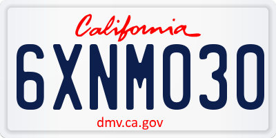 CA license plate 6XNM030