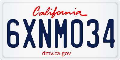 CA license plate 6XNM034