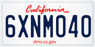 CA license plate 6XNM040