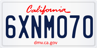 CA license plate 6XNM070