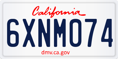 CA license plate 6XNM074