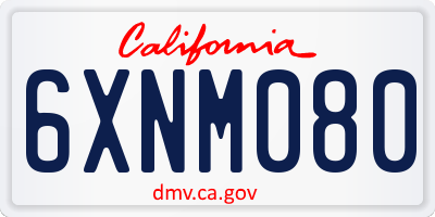 CA license plate 6XNM080
