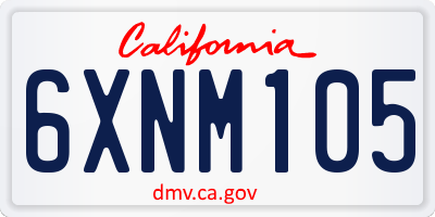 CA license plate 6XNM105