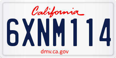 CA license plate 6XNM114