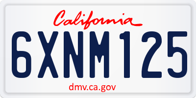 CA license plate 6XNM125