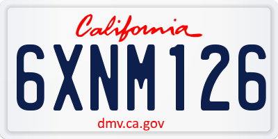 CA license plate 6XNM126